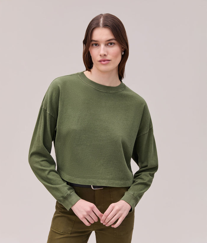 Womens Relaxed Crop Long Sleeve Tee | Cypress
