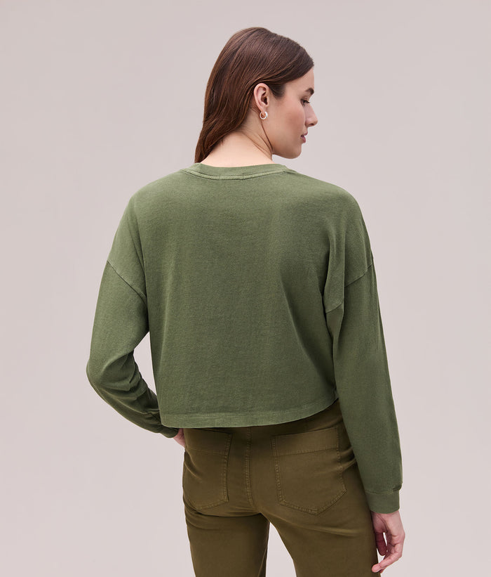 Womens Relaxed Crop Long Sleeve Tee | Cypress