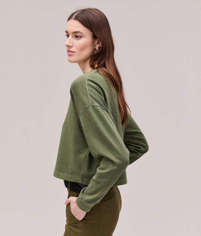 Womens Relaxed Crop Long Sleeve Tee | Cypress