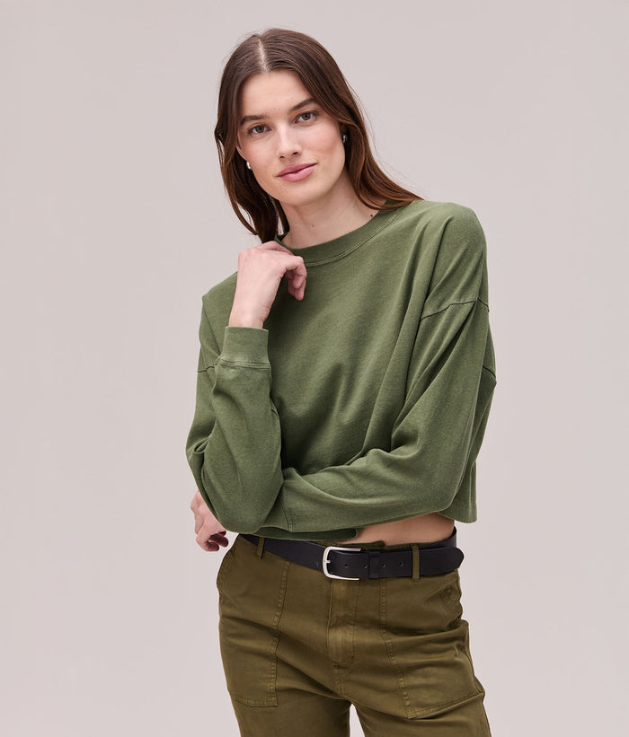 Womens Relaxed Crop Long Sleeve Tee | Cypress