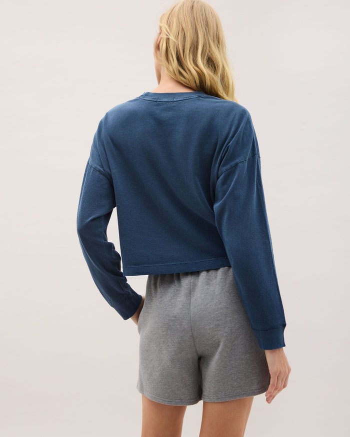 Women's Relaxed Crop Long Sleeve Tee in Burgundy | Richer Poorer