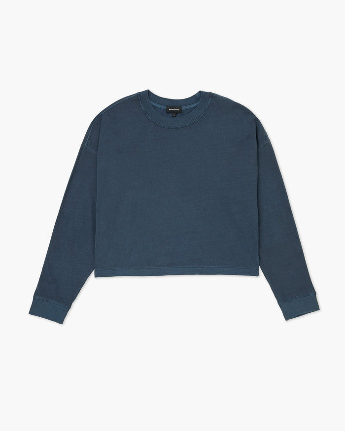 Women's Relaxed Crop Long Sleeve Tee in Burgundy | Richer Poorer