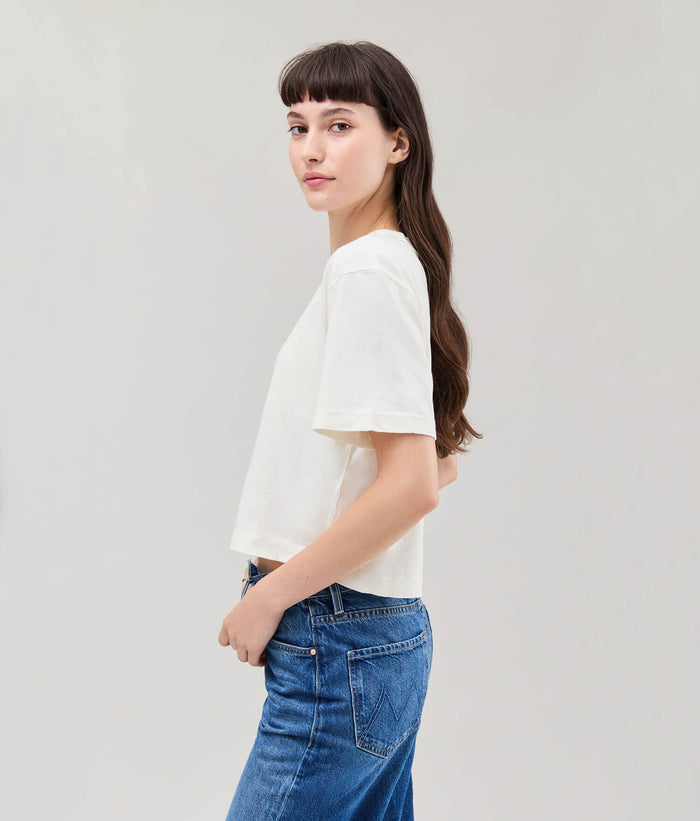 Womens Relaxed Crop Tee - Pigment Dye Jersey - Bone #Bone