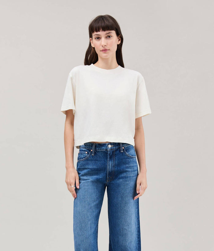 Womens Relaxed Crop Tee - Pigment Dye Jersey - Bone #Bone