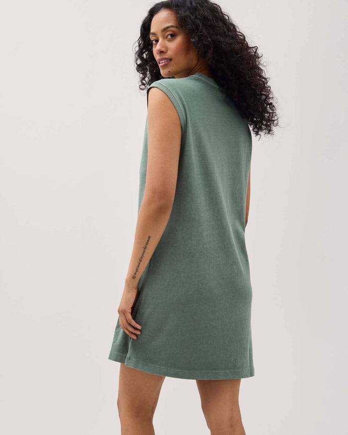 Womens Relaxed Muscle Dress - Pigment Dye Jersey - Sage Leaf
