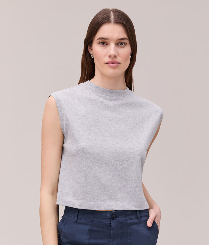 Womens Relaxed Muscle Tee | Heather Grey