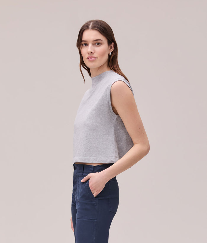 Womens Relaxed Muscle Tee | Heather Grey
