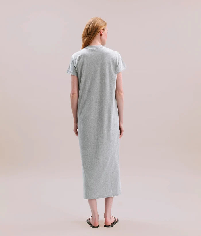 Womens Relaxed Tee Dress - Pigment Dye Jersey - Heather Grey