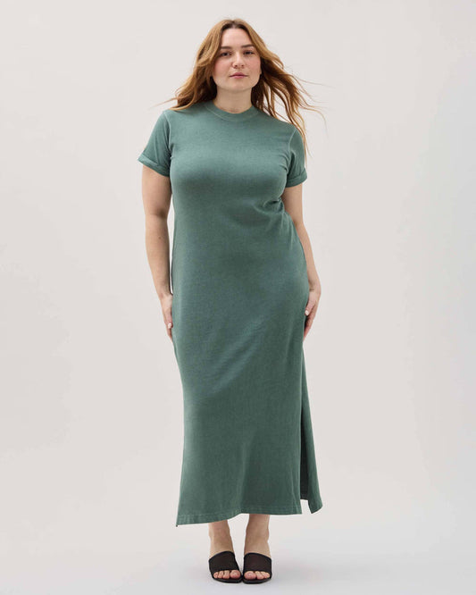 Women's Relaxed Tee Dress in Stretch Limo (Black) | Richer Poorer