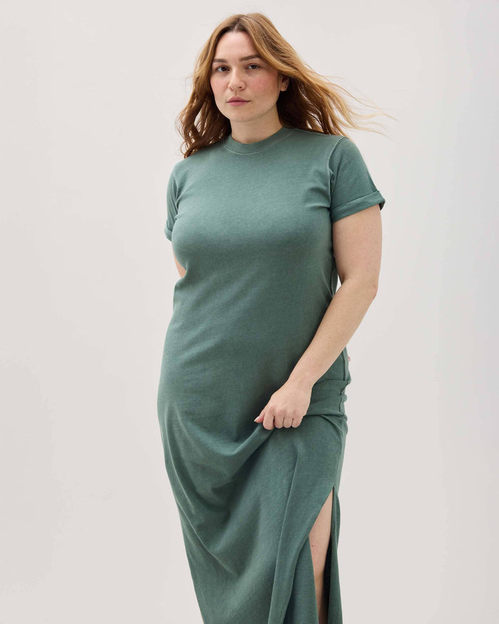 Women's Relaxed Tee Dress in Stretch Limo (Black) | Richer Poorer