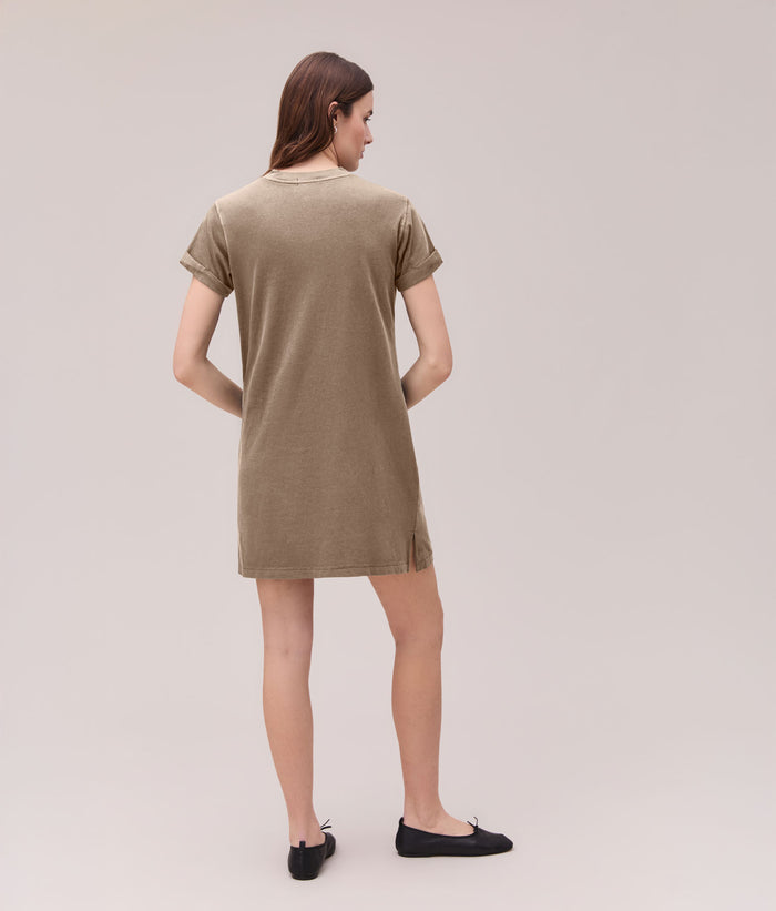 Womens Relaxed Tee Mini Dress | Warm Grey