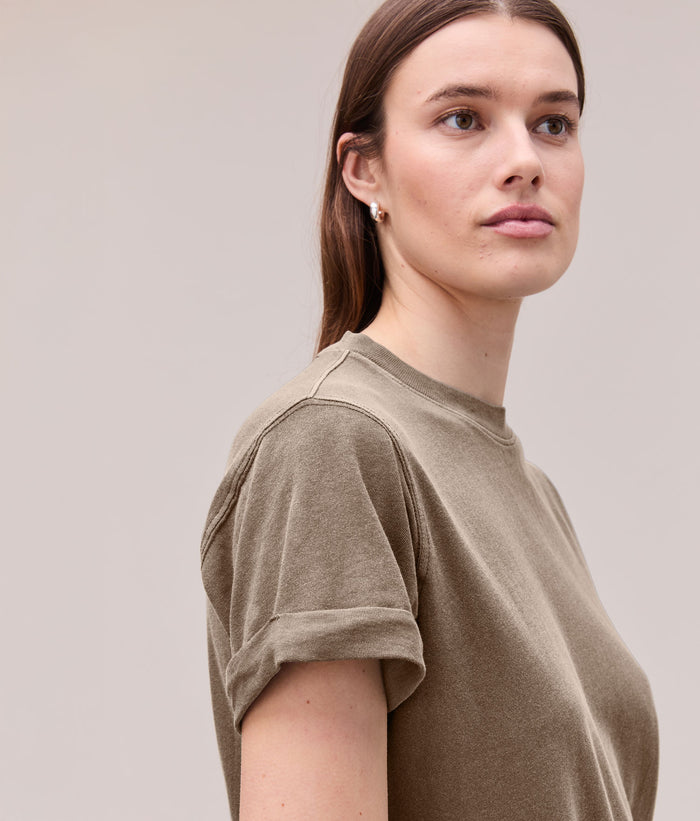 Womens Relaxed Tee Mini Dress | Warm Grey