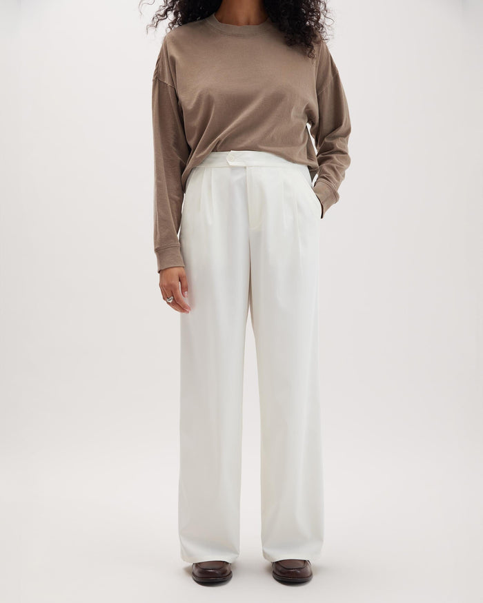 Women's Sophia Wide Leg Trouser in Khaki (Tan) | Richer Poorer