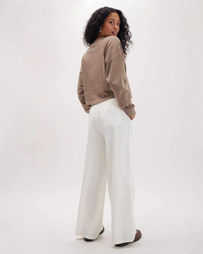Women's Sophia Wide Leg Trouser in Khaki (Tan) | Richer Poorer