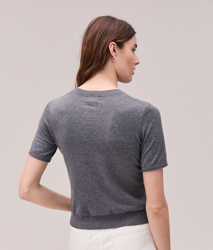 Womens Washable Cotton Silk Tee | Charcoal Heather Grey