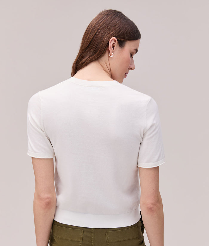 Womens Washable Cotton Silk Tee | Coconut Milk